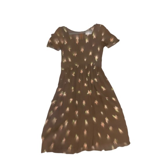 CHRISTY DAWN Brown Orange Yellow Floral Print Boho Knee Length Dress-Size Medium - Picture 10 of 16